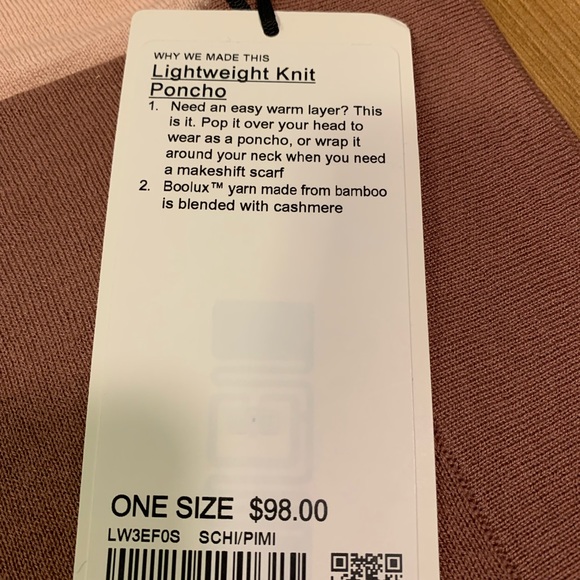 Lululemon lightweight, knit, poncho, scarf, wrap, cashmere new - Picture 6 of 8